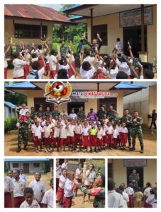 Satgas Yonif 123/Rajawali Lewat Pos Bade, Ajarkan Anak-anak SD di Mememu Cara Sikat Gigi yang Benar untuk Hidup Sehat