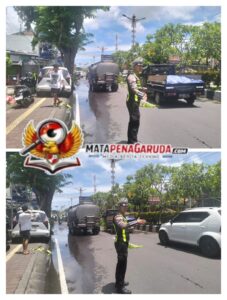 Truk Tangki Mogok di Simpang Siligita, Unit Lantas Polsek Kuta Selatan Lakukan Pengaturan Intensif