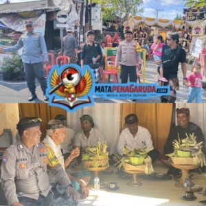 Bhabinkamtibmas Kel. Kesiman Hadiri Sekaligus Amankan Pawiwahan Warga di Kebonkuri Lukluk