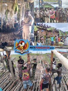 Prajurit Yonif 123/Rajawali Bersama Tokoh Adat Fayit Lestarikan Budaya Asmat Lewat Rumah Adat Bujang (Jew)