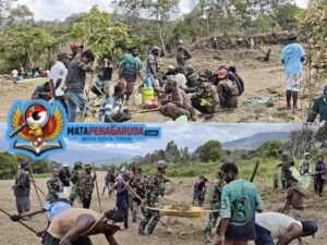 Peduli Infrastruktur Wilayah, Satgas Yonif 521/DY Gotong Royong Bersihkan Landasan Pacu Eragayam