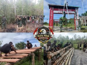 Satgas Yonif 123/Rajawali Bangun Dermaga dan Gapura di Pos Khaibar, Bukti Nyata Kepedulian TNI untuk Rakyat