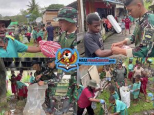 Gotong Royong di Pelabuhan Sahapikya, TNI dan Warga Edukasi Anak SD Cegah Sarang Nyamuk