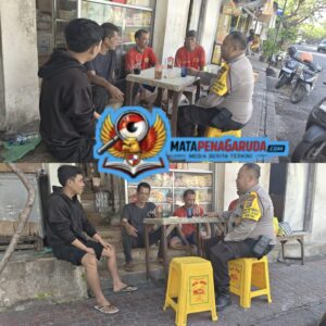 Ngopi Kamtibmas, Bhabinkamtibmas Sumerta Kauh Ajak Warga Jaga Keamanan dan Manfaatkan Layanan 110