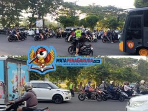 Menjaga Situasi Arus Lalin Pagi Hari, Personil Satlantas Polresta Denpasar Lakukan Pengaturan di Simpang Mataram