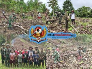 Bersama Rakyat TNI Kuat, Satgas Yonif 521/DY Bersama Warga Siapkan Lahan Gereja GIDI Pasmus Muaranawa