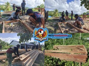 Progres TMMD ke-128 Kodim 1801/Manokwari: Satgas Fokus Selesaikan Pembuatan Kusen dan Pondasi Rumah Warga