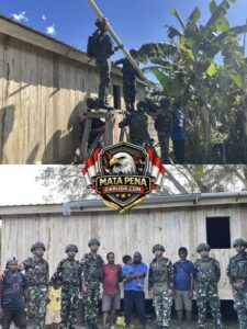 Membangun Harapan dan Kebersamaan, Satgas Yonif 521/DY Hadir Bantu Perbaikan Rumah Warga di Distrik Kobakma