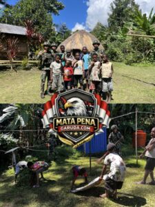 Kampung Bersih Papuaku Indah, Satgas Yonif 521/DY Karya Bakti Membersihkan Rumah Tokoh Masyarakat di Distrik Kelila