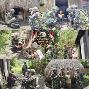 Gerakkan Binter Anjangsana, Satgas Yonif 521/DY Berikan Pelayanan Kesehatan bagi Warga Distrik Kurima