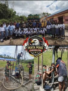 Presiden RI dan Kepala Staf Angkatan Darat Hadir untuk Rakyat,Melalui Satgas Yonif 123/Rajawali Bangun Sumur Bor di SMK Negeri 2 Mappi
