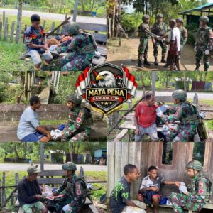 Berbuat Tulus dan Ikhlas, Satgas Yonif 521/DY Gelar Pelayanan Kesehatan Gratis Keliling di Kampung Muaranawa