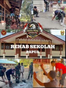 Presiden RI bersama KASAD Renovasi Sekolah di SD Negeri Bade di Kampung mememu, Distrik Edera Kabupaten Mappi melalui Satgas Yonif 123/Rajawali