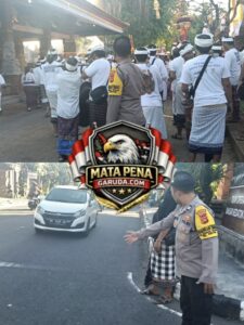 Sinergi Bhabinkamtibmas dan Pecalang Amankan Prosesi Pengebek di Pura Agung Kesiman Petilan