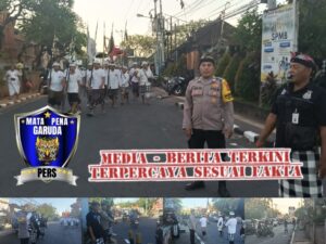 Bhabinkamtibmas Bersama Pecalang Amankan Prosesi Pemagpag Menjelang Upacara Pengerebongan di Kesiman