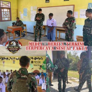 Wujudkan Kemanunggalan TNI-Rakyat, Satgas Pamtas RI-PNG Kewilayahan Yonif 645/Gty Membantu Mengajar di Sekolah Perbatasan Papua